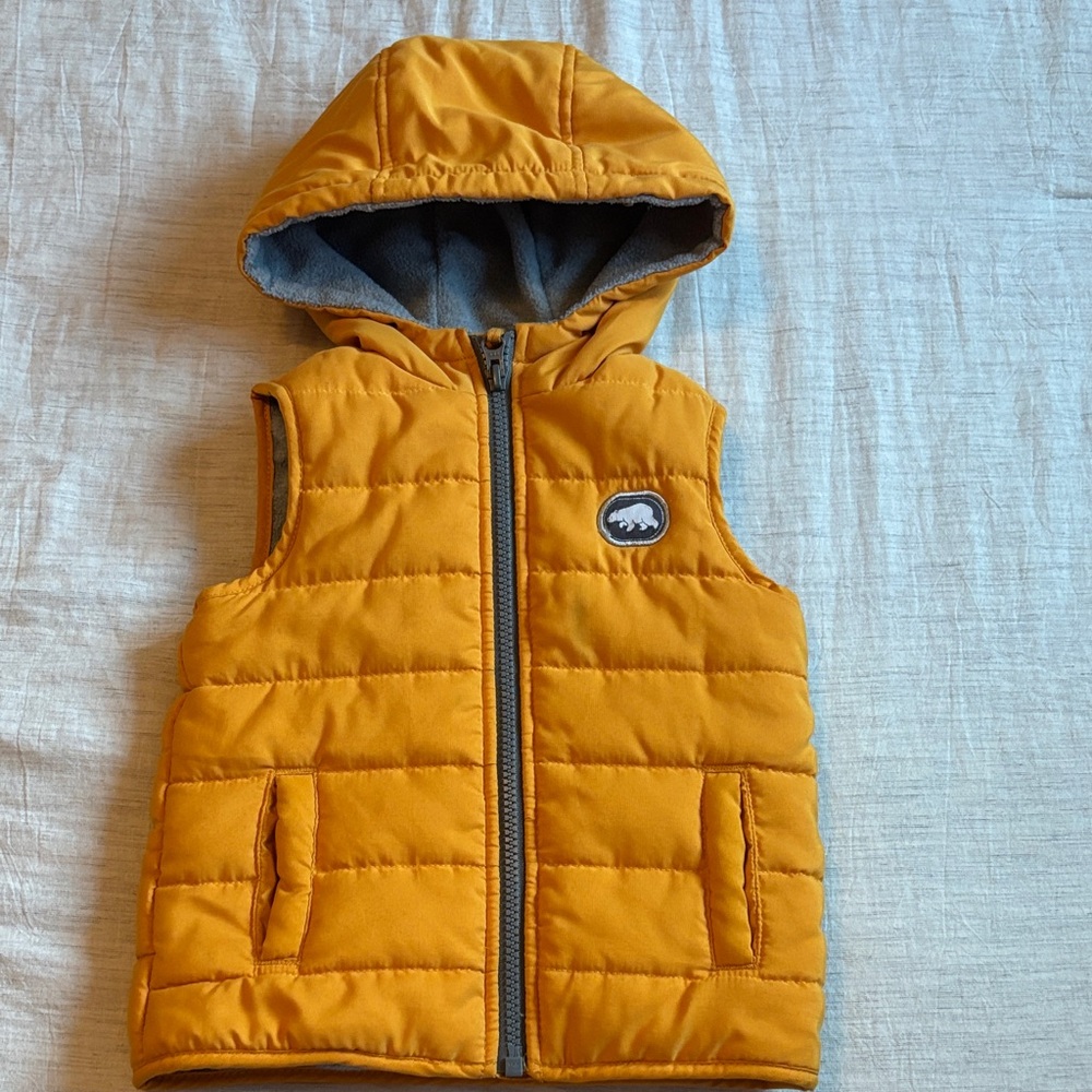 Kids Dark Yellow Hooded Vest Size 2T